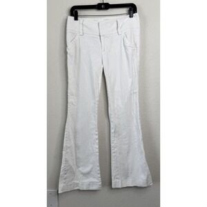 Alice + Olivia White Linen Blend Flare Pants Women W30 Made in USA Coastal Y2K